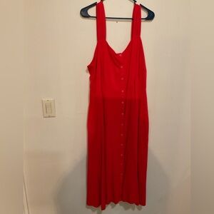 Ava & Viv Sleeveless Button-Front Bright Red Maxi Dress